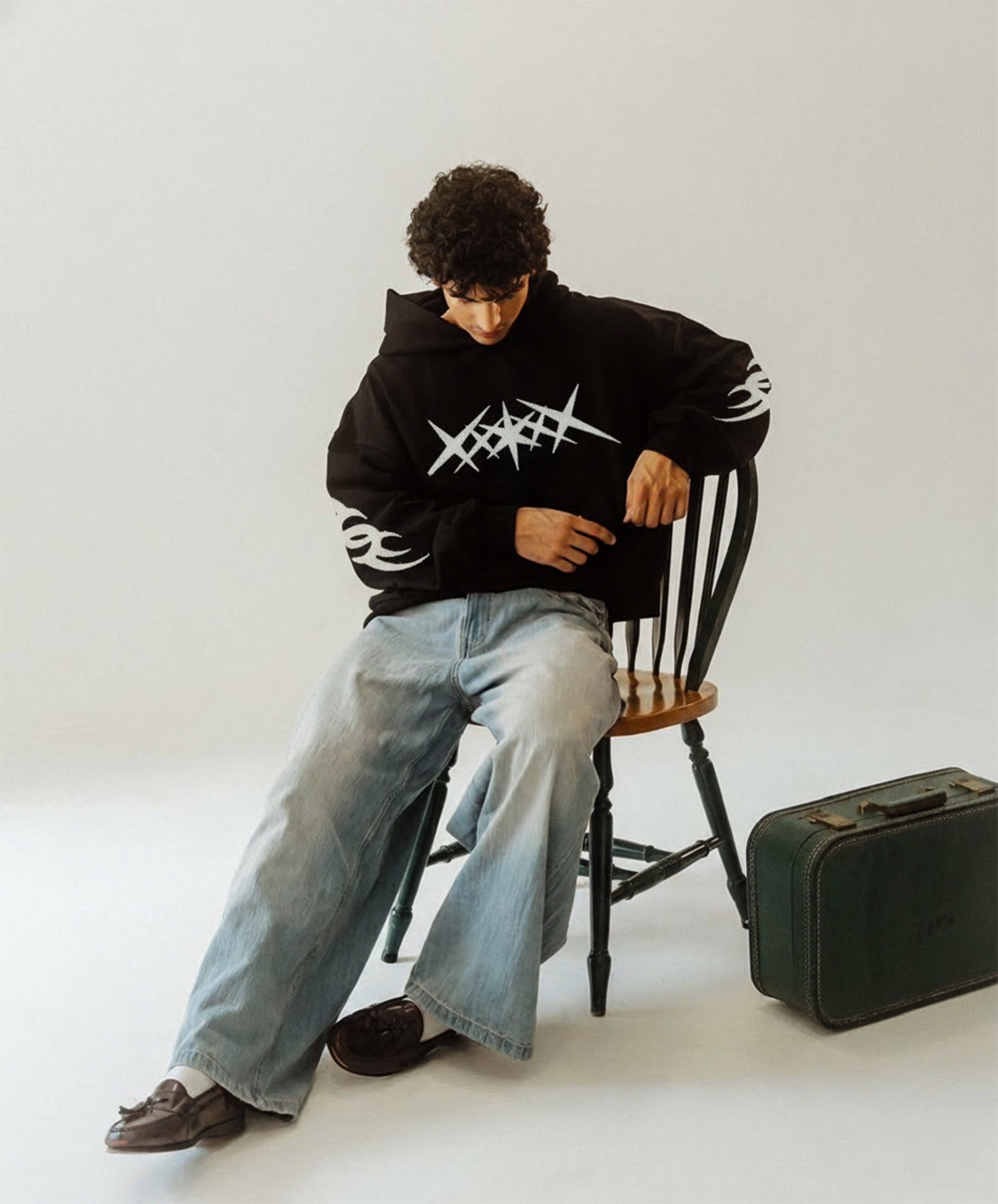 Y2k Embroided Bold Starburst Oversize Hoodie