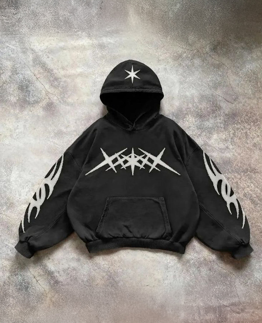 Y2k Embroided Bold Starburst Oversize Hoodie